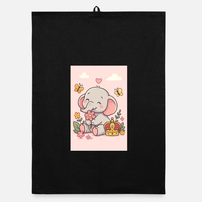 Éléphant pastel couronné Torchon bio