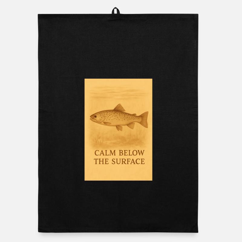 Calm Below the Surface Trout Print Organic dish towel