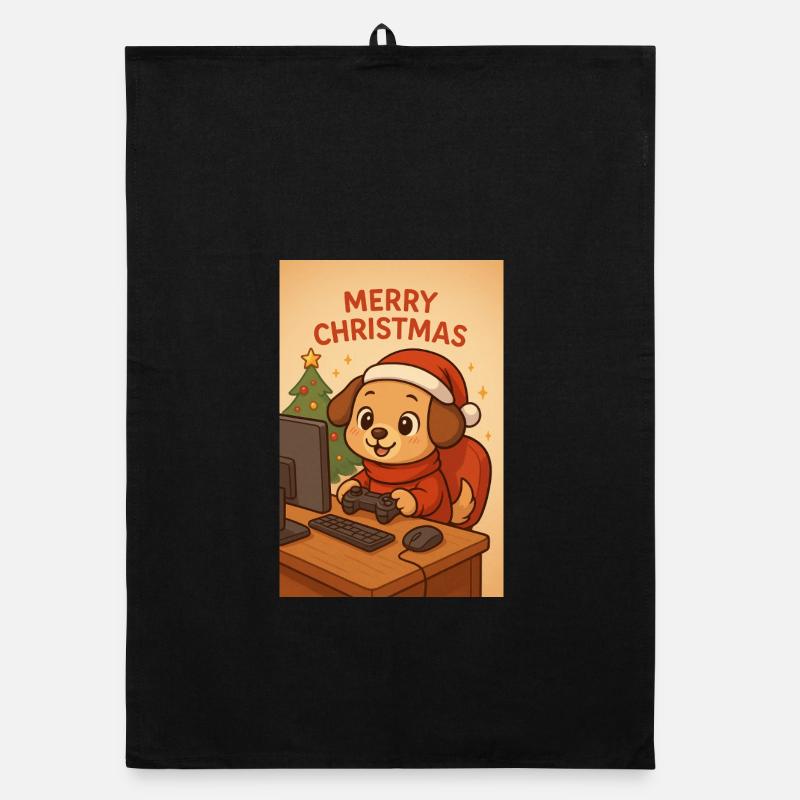 Chien de Noël sur PC Torchon bio