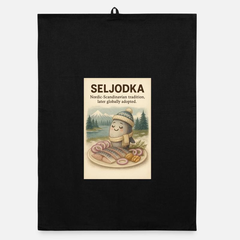 Charme nordique de l’assiette de poisson Seljodka Torchon bio