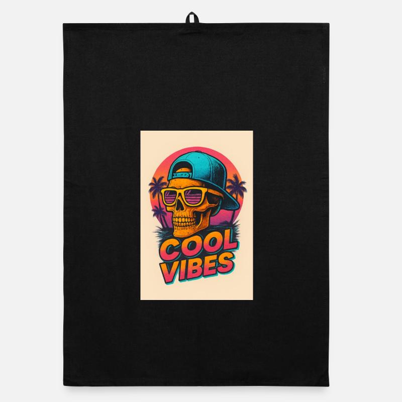 Neon Skull Tropical Vibes Organic dish towel