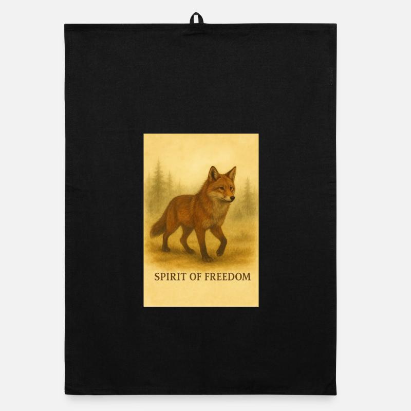 Renard de la Liberté dans le style sépia - Torchon bio - noir
