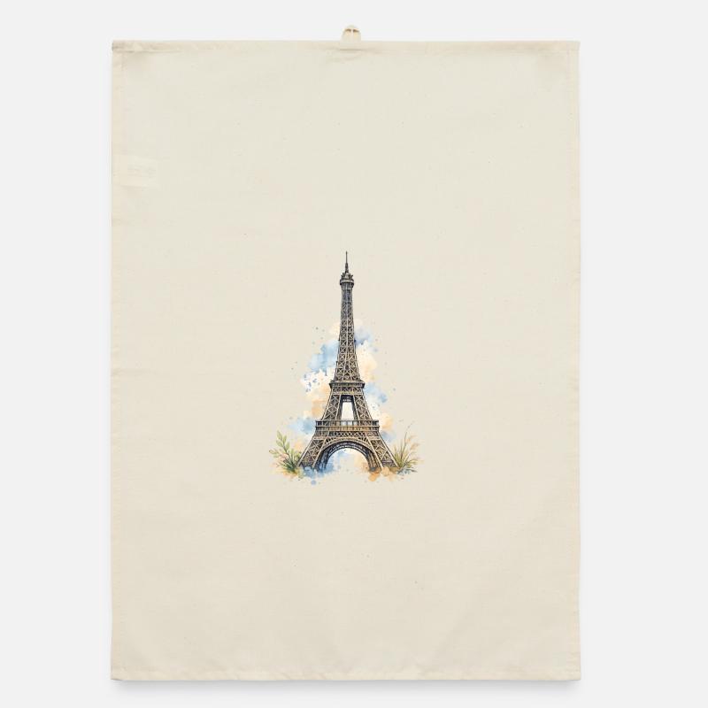 Watercolor Eiffel Tower Impression Organic dish towel