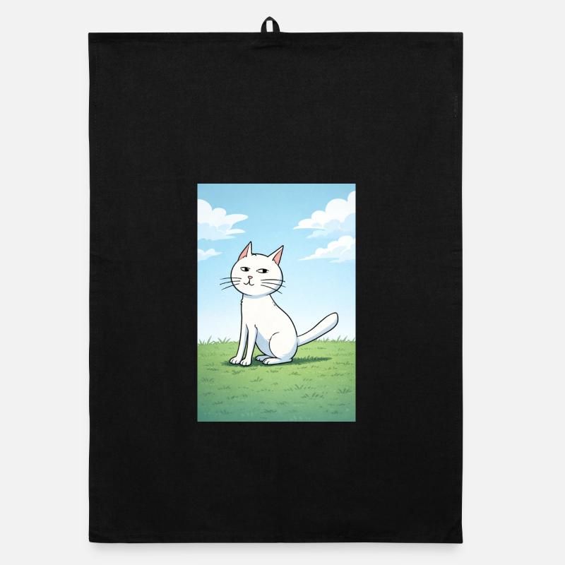 Weiße Katze mit frechen Blick Organic Geschirrtuch