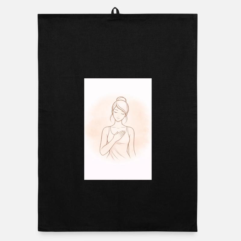 Heart Touch in Delicate Sketch Organic dish towel