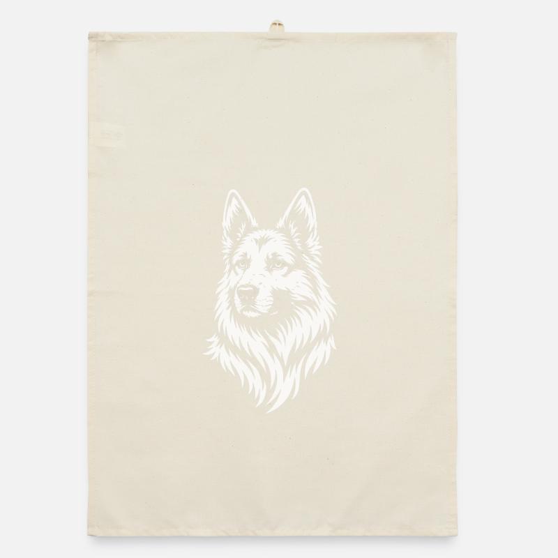German Shepherd Head in Vector Tattoo Style Organic dish towel