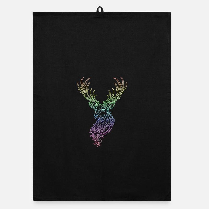 Hirsch Rainbow - Organic Geschirrtuch - Schwarz