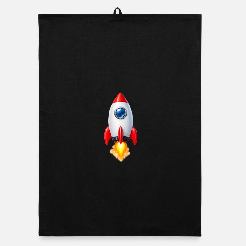 Cheerful Rocket Retro Design Organic dish towel