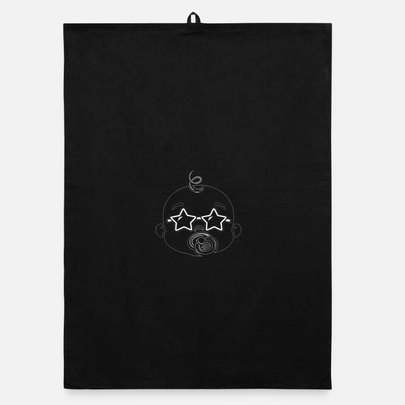 Bébé Étoiles Lunettes Doodle - Torchon bio - noir