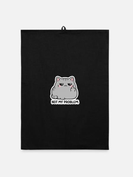 Nicht mein Problem Katzendesign - Organic Geschirrtuch - Schwarz