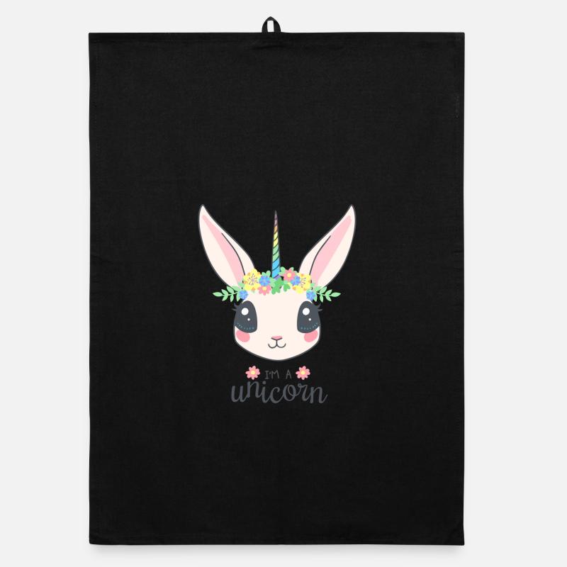 Pastel Rabbit with Floral Crown Organic dish towel