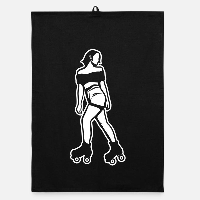 Roller Skates Girls Organic dish towel