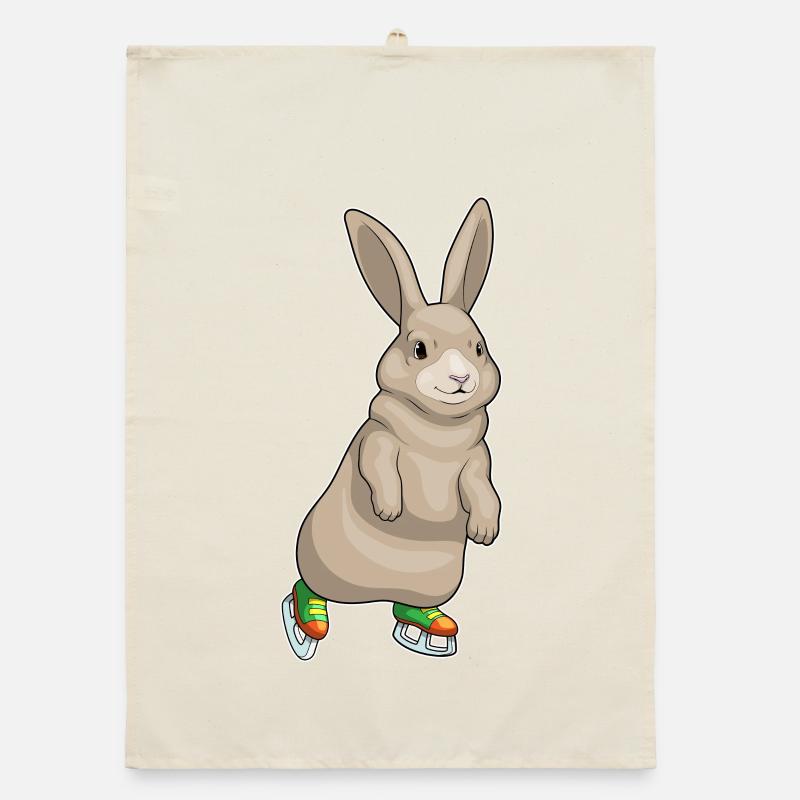 Hase Eislaufen Schlittschuhe Organic Geschirrtuch