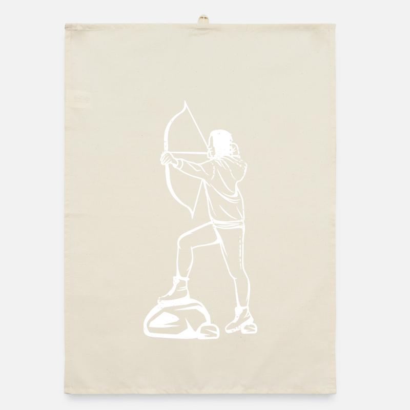 Bogenschießen Mädchen Zeichnung Organic Geschirrtuch