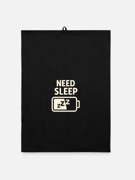 Need Sleep – Akku leer, Schlaf her! - Organic Geschirrtuch - Schwarz - Vorne