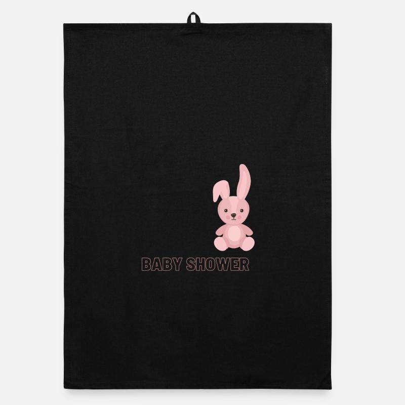 Shower de bébé avec motif de lapin rose Torchon bio