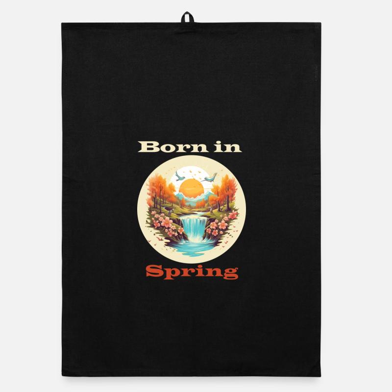 Born in Spring - Organic dish towel - black