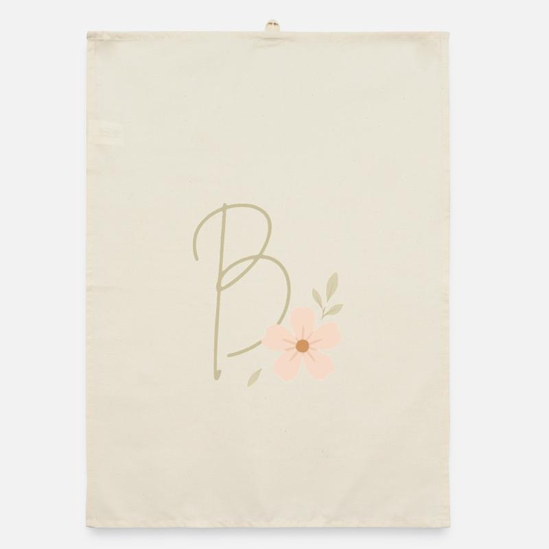 B Floral: Anfang mit Korallenblüte Organic Geschirrtuch