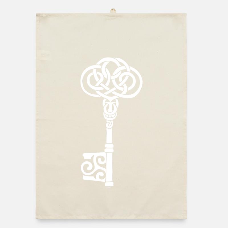 White Celtic Key Organic dish towel