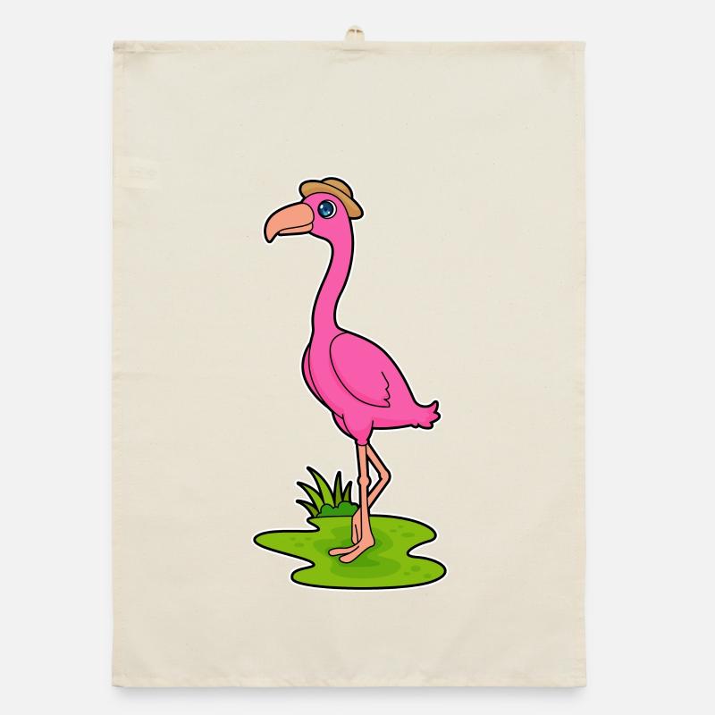 Flamingo Hat Organic dish towel