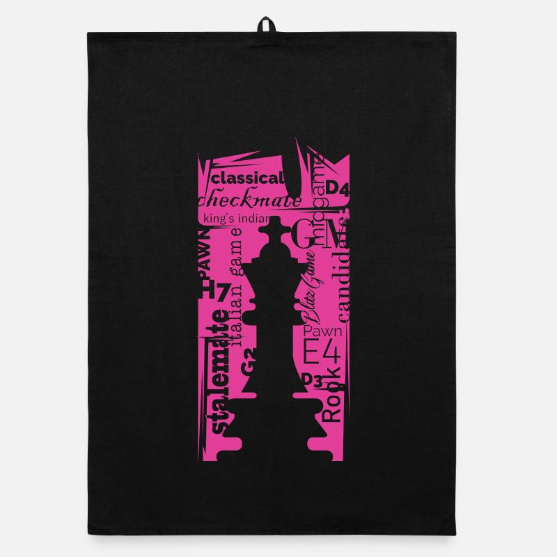Chess King scratch pink - Chess Players Club Organic dish towel