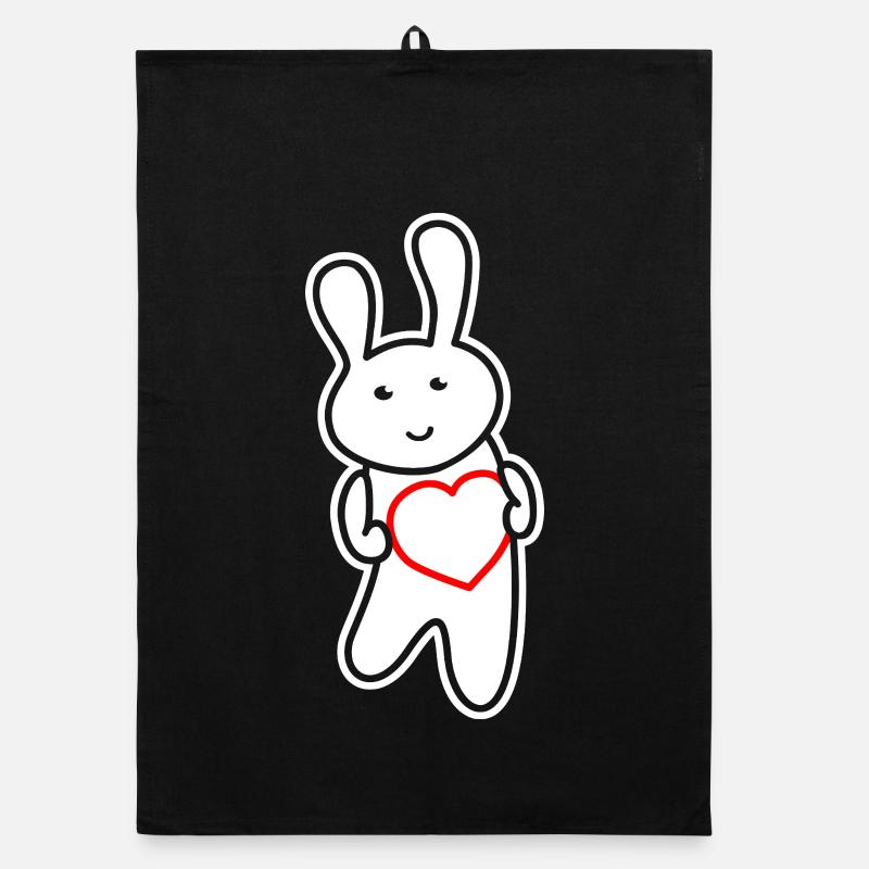 Lapin avec cœur : Amour et gentillesse Torchon bio