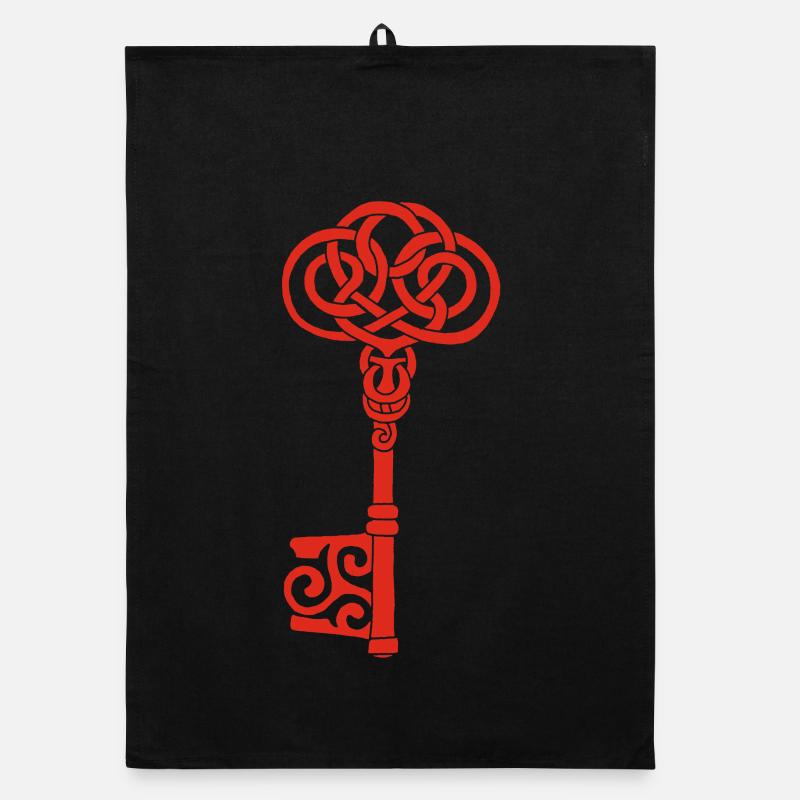 Red Celtic Key Organic Geschirrtuch