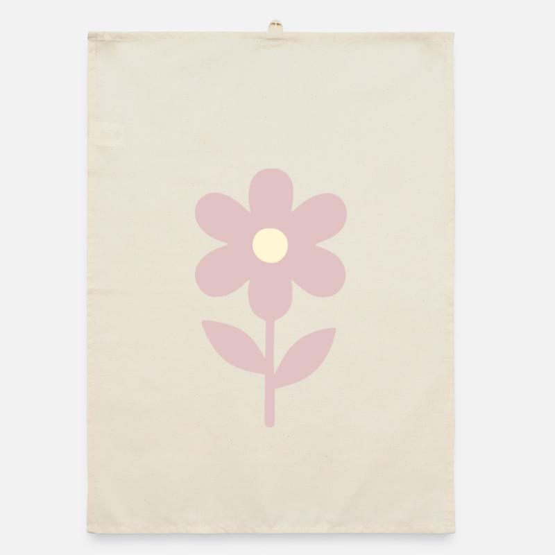 Fleur minimale en rose pâle Torchon bio