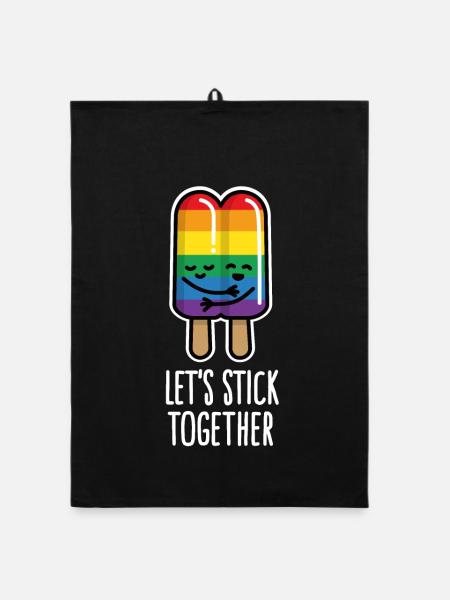 Let's stick together lustig Schwules Paar Eis LGBT - Organic Geschirrtuch - Schwarz - Vorne