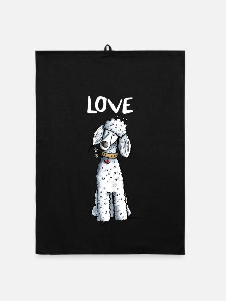 I Love Pudel - Organic Geschirrtuch - Schwarz - Vorne