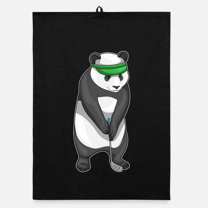 Panda Golf Golfschläger - Organic Geschirrtuch - Schwarz