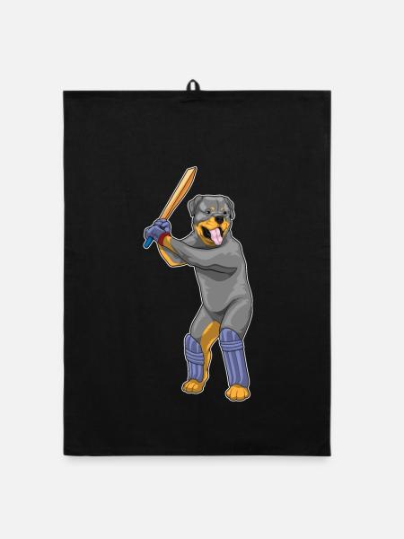 Rottweiler Cricket Cricket Bats - Organic dish towel - black - Front