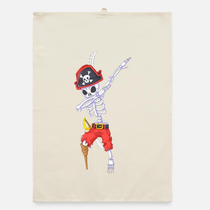 Dabbing Pirate Squelette Halloween Torchon bio