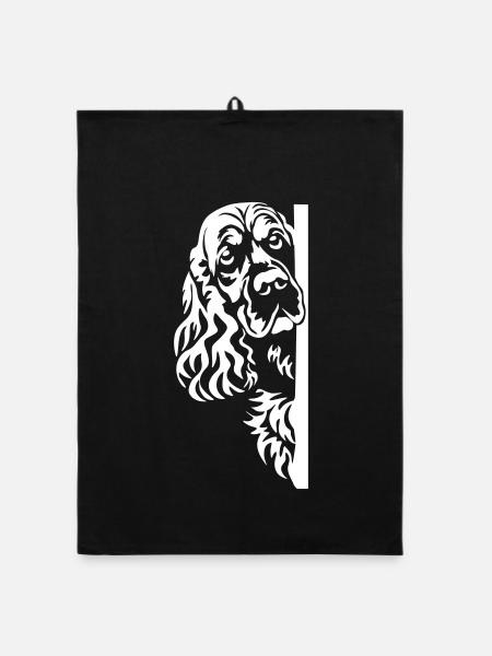 Tête de cocker spaniel anglais « Édition noire » - Torchon bio - noir - Devant