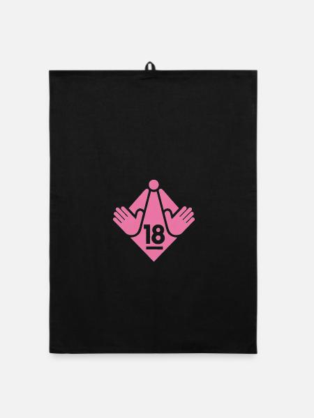 Japan 18+ Restricted Sign Sticker - Hand Stop 18禁 - Torchon bio - noir - Devant