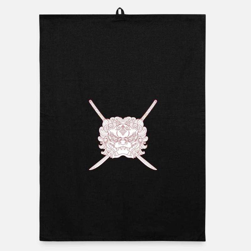 Japanese Lion and Katanas Crusaders Organic dish towel