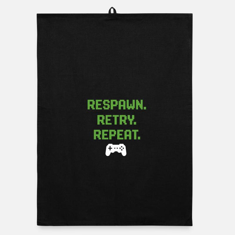 Respawn. Retry. Repeat. – Gaming Pixel Design Organic dish towel