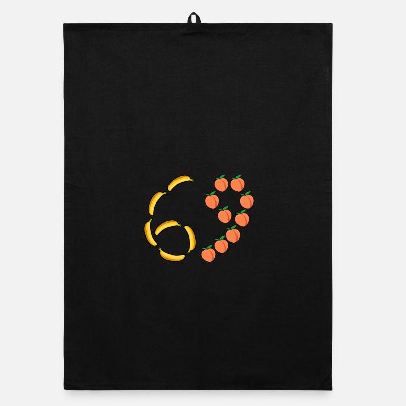 Fruchtmotiv Bananen und Pfirsiche Organic Geschirrtuch