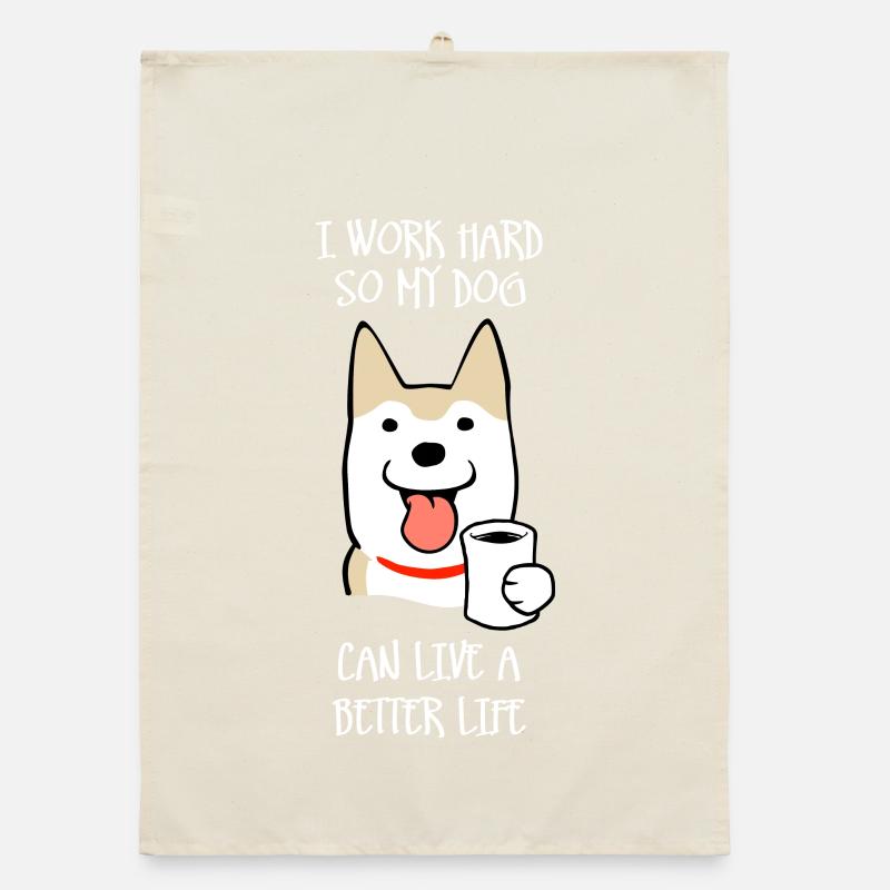 I work hard (dark) Organic dish towel