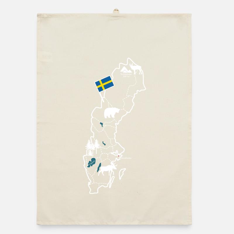 Sweden map with moose and flag Organic dish towel