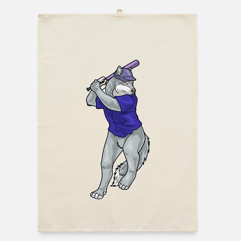 Wolf Baseball Baseballschläger Organic Geschirrtuch