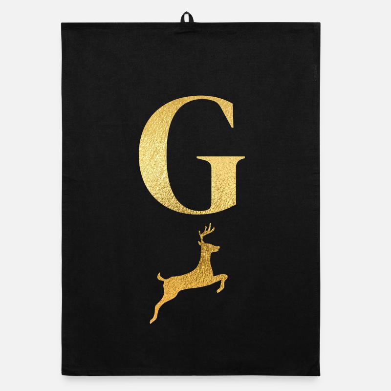 Lettre g cerf doré - idée cadeau Torchon bio