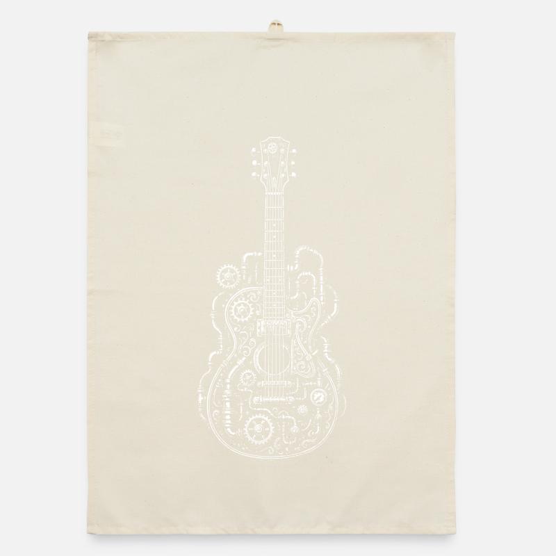 Steampunk Guitar Geared Ornament Organic dish towel