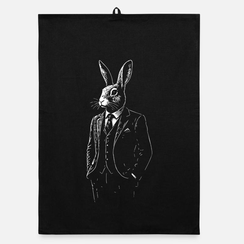 Dapper Rabbit en costume sur mesure Torchon bio