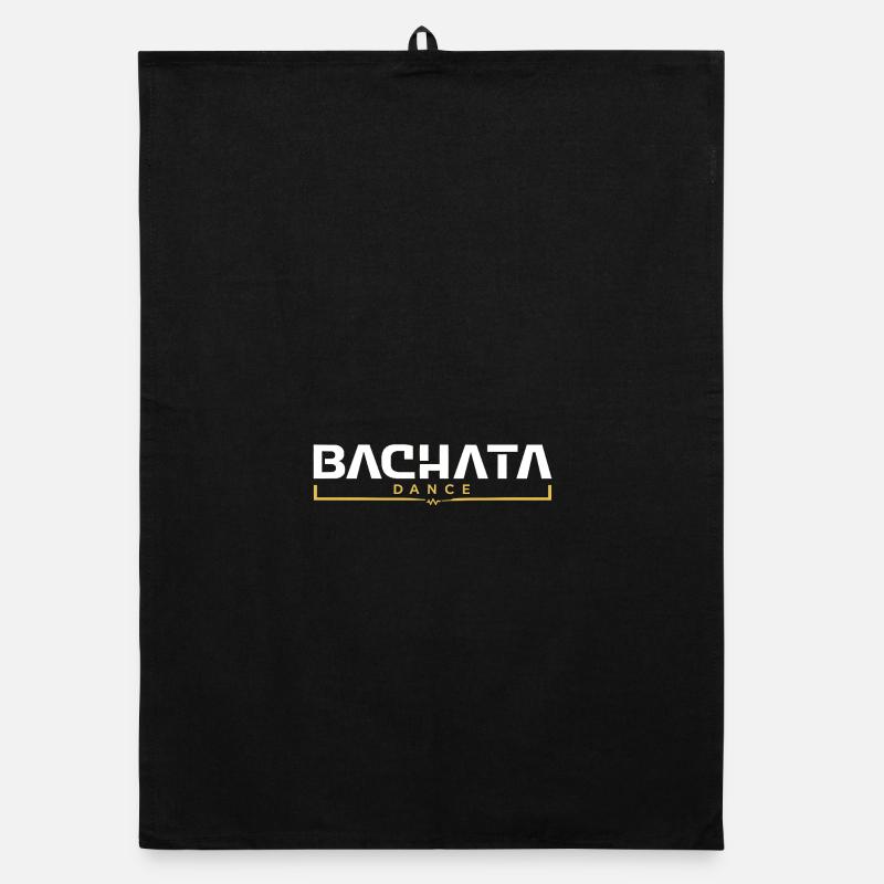Bachata Dance logo white gold - Latin dance Organic dish towel