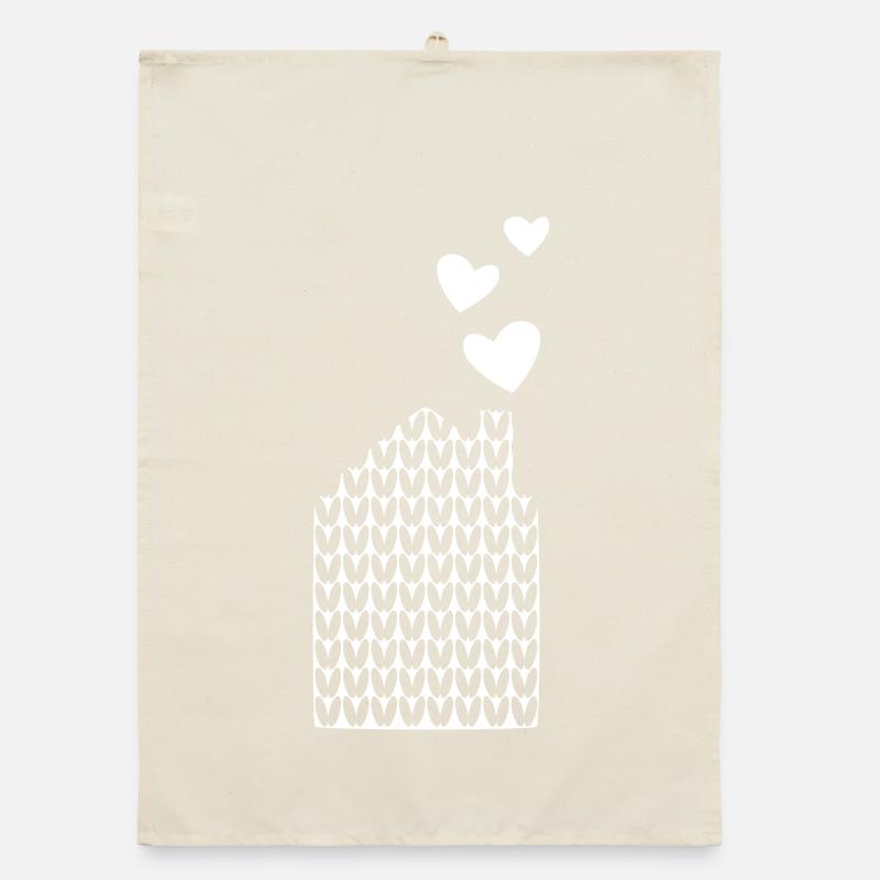 House Knitting Pattern Vector Hearts Love Winter Ski Organic dish towel