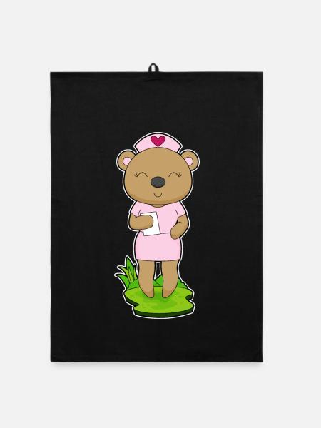 Bear Nurse - Organic dish towel - black - Front