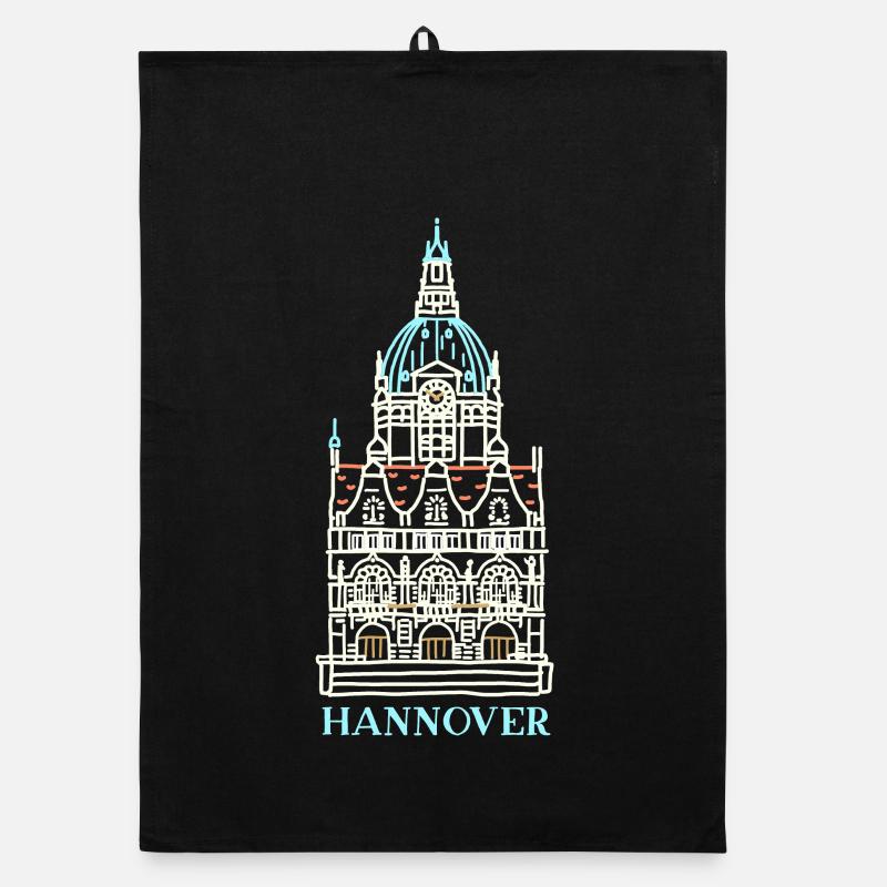 Hannover, Südseite Neues Rathaus, Wahrzeichen Organic Geschirrtuch