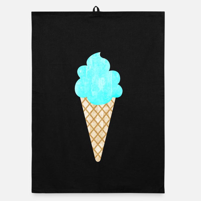 Eis Eiscreme Waffel blau cool Sommer Eisdiele Fan Organic Geschirrtuch