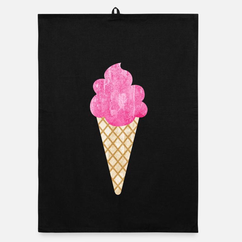 Crème glacée Gaufre rose Fan de crème glacée Snacking Fan d’été Torchon bio